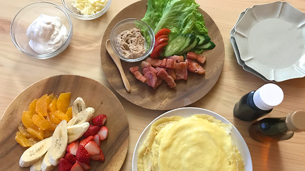 ホットプレートで簡単 クレープの巻